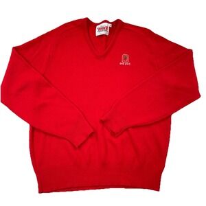 Vintage Ohio State Buckeyes Sweater Men XL Red Acrylic Knit  V Neck Made USA 80s